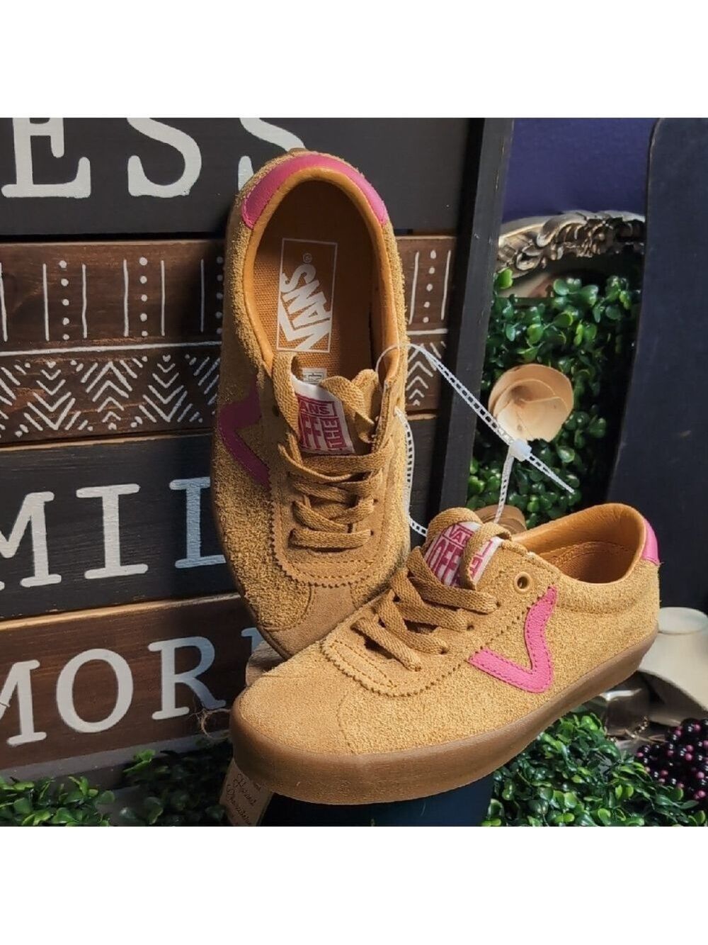 Sassy Suede & Popn Pink Leather Ladies Vans - Picture 3 of 14